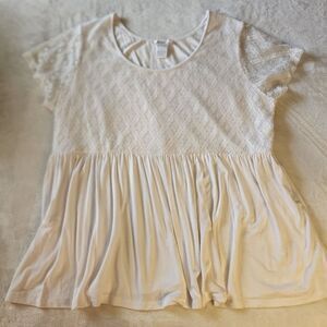 KJordan White Short Sleeve Babydoll Style Blouse Size 3X